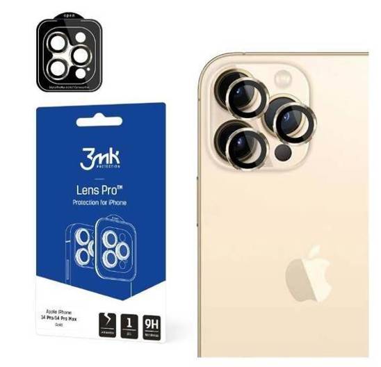 Szkło Hartowane na Aparat IPHONE 14 PRO / 14 PRO MAX 3MK Lens Protection Pro złote