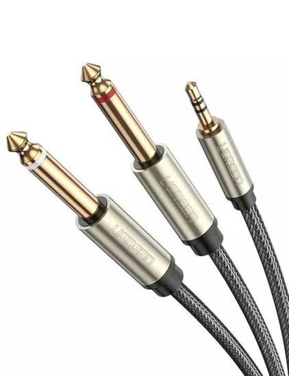 UGREEN AV126 Kabel TRS 3.5 mm do 2x TS - 1m (szary)