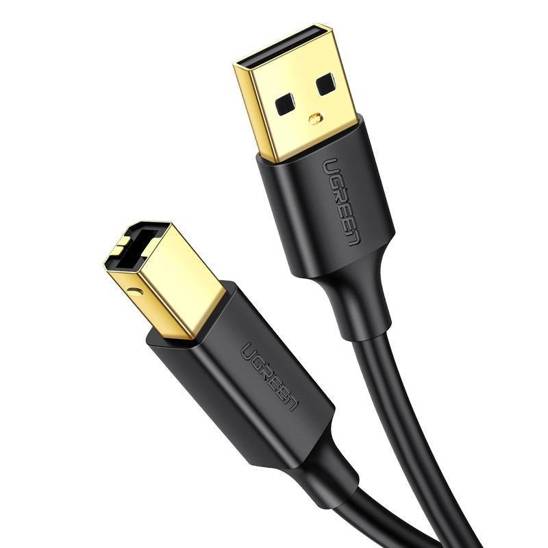 UGREEN US135 Kabel USB 2.0 A-B do drukarki, pozłacany, 2m (czarny)