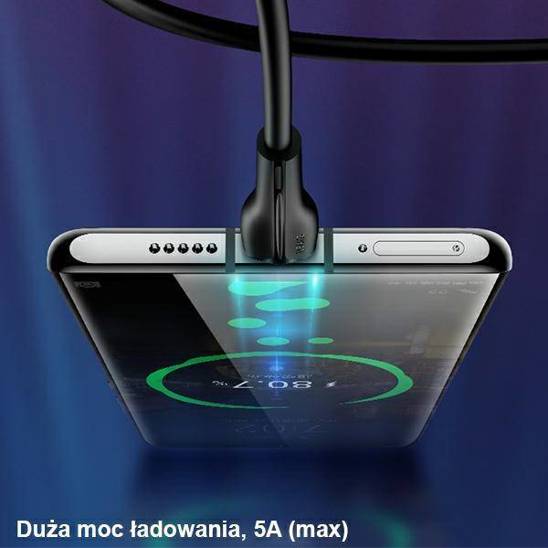 USAMS Kabel U38 USB-C 5A Fast Charge for OPPO/HUAWEI 1m biały/white SJ376USB02 (US-SJ376)