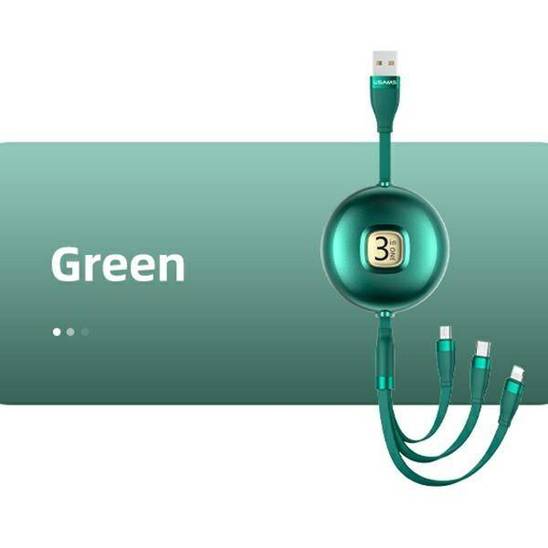 USAMS Kabel U69 3w1 1m zielony/green (lightning/microUSB/USB-C) SJ508USB03 (US-SJ508)