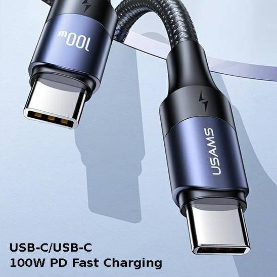 USAMS Kabel U71 USB-C na USB-C 2m 100W PD Fast Charge czarny/black SJ525USB01 (US-SJ525)