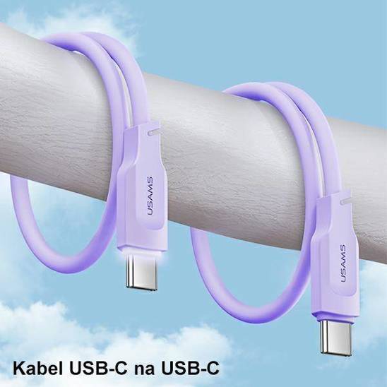USAMS Kabel USB-C na USB-C PD Fast Charging 1,2m 100W Lithe Series purpurowy/purple SJ567USB03 (US-SJ567)