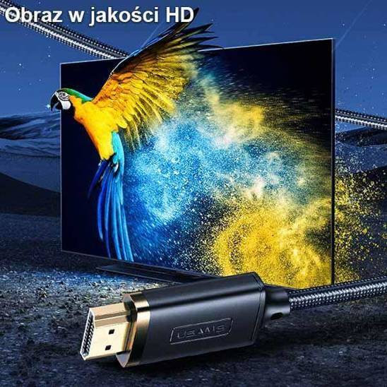 USAMS Kabel pleciony Lightning - HDMI U70 2.0m czarny/black SJ509HD01 (US-SJ509)