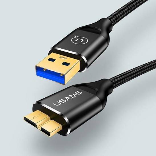 USAMS Kabel pleciony U19 USB 3.0 micro USB B do dysku zewnętrznego 1m czarny/black SJ272USB01 (US-SJ272)