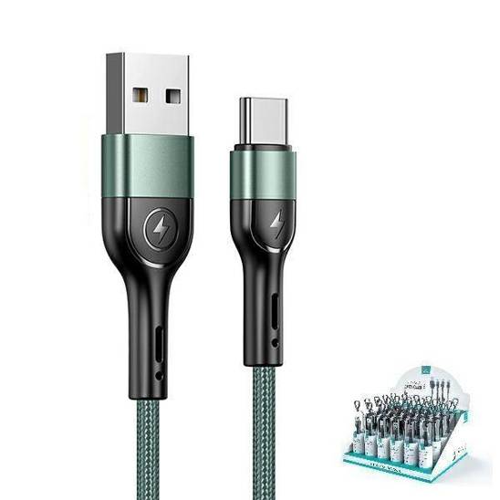 USAMS Kabel pleciony U55 2A USB-C 1szt. for set U55 zielony/green 1m SJ449USBSG02 (US-SJ449)