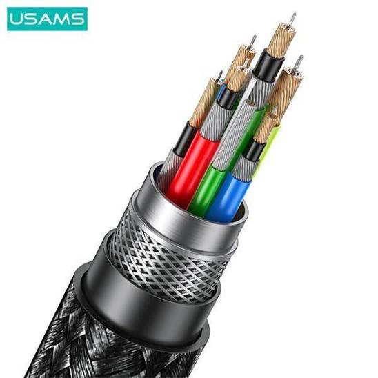 USAMS Kabel pleciony U81 USB-C na USB-C 100W PD Fast Charge 6m czarny/black SJ570USB01 (US-SJ570)