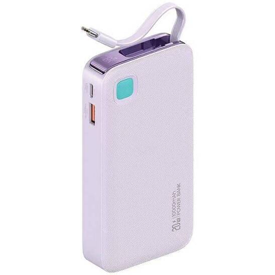 USAMS Powerbank ze zwijanym kablem USB-C Retractable 10000 mAh PD 20W Fast Charge XY Series fioletowy/purple 10KCD22403 (US-CD224)