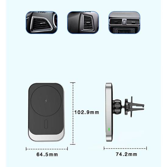 Uchwyt Samochodowy MagSafe z 15W Ładowaniem Indukcyjnym do Kratki Nawiewu / Wentylacyjnej USB-C Tech-Protect CW19 czarny